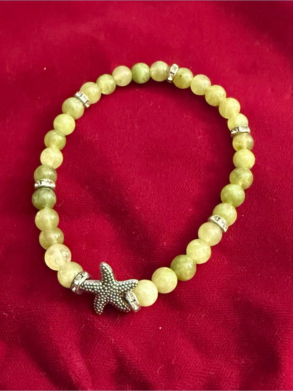 Green Beaded Starfish Charm Bracelet - Women's Jewelry